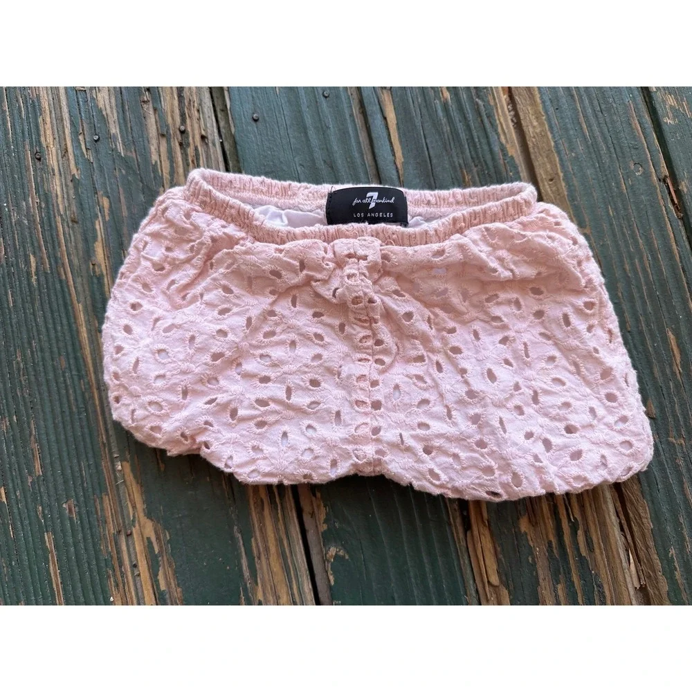 7 For All Mankind Baby Girl Pink Eyelet Lace Bloomers Diaper Cover‎ 18M